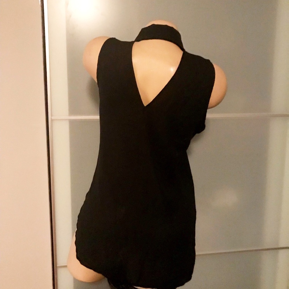 Black hi low button up sleeveless top small - Picture 1 of 2